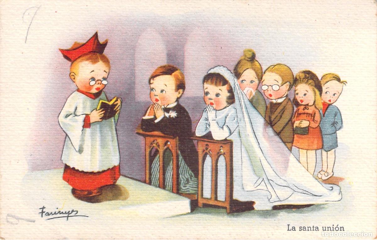 Postales: Postal Ilustrada de Ni&ntilde;os Boda La Santa Uni&oacute;n por Farinyo