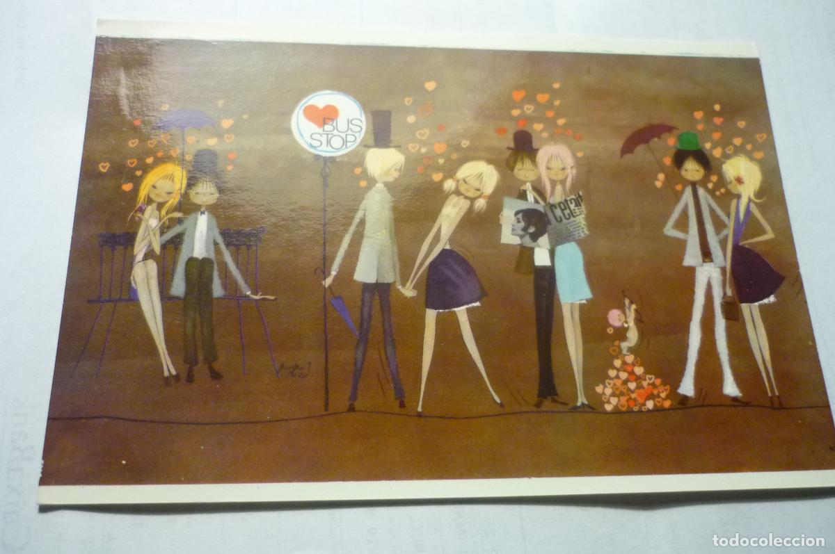 Postales: postal dibujo parejas escrita