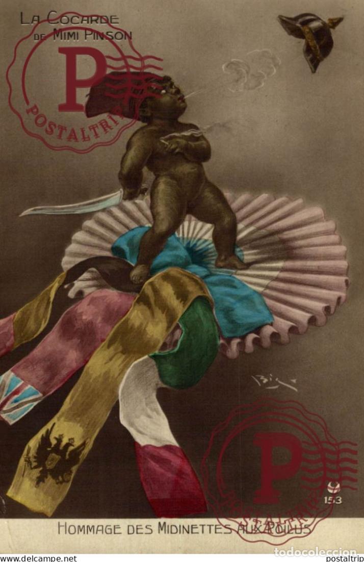 Postales: GUERRE 1914-18 - La Cocarde de Mimi Pinson - Hommage des Midinettes aux Poilus black americana co