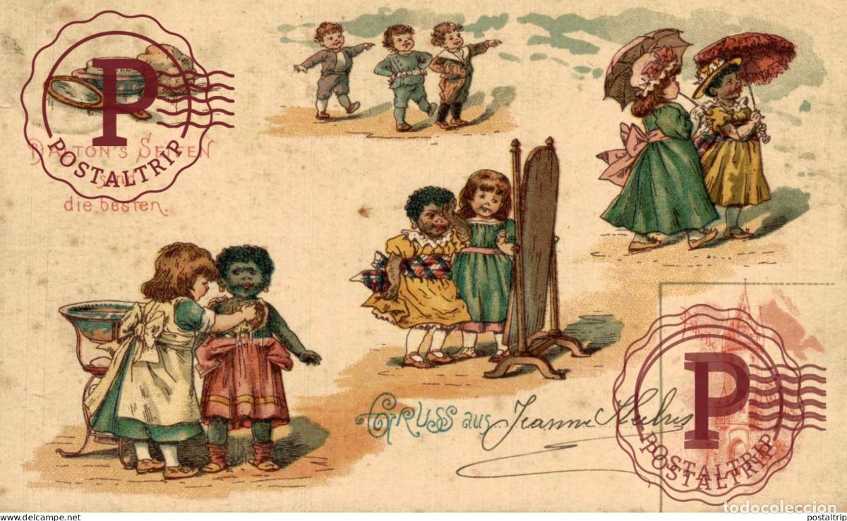 Postales: TRES RARE illustrateur style Kate Greenaway Daltons Seifen GRUSS AUS afro americana coleccionblac