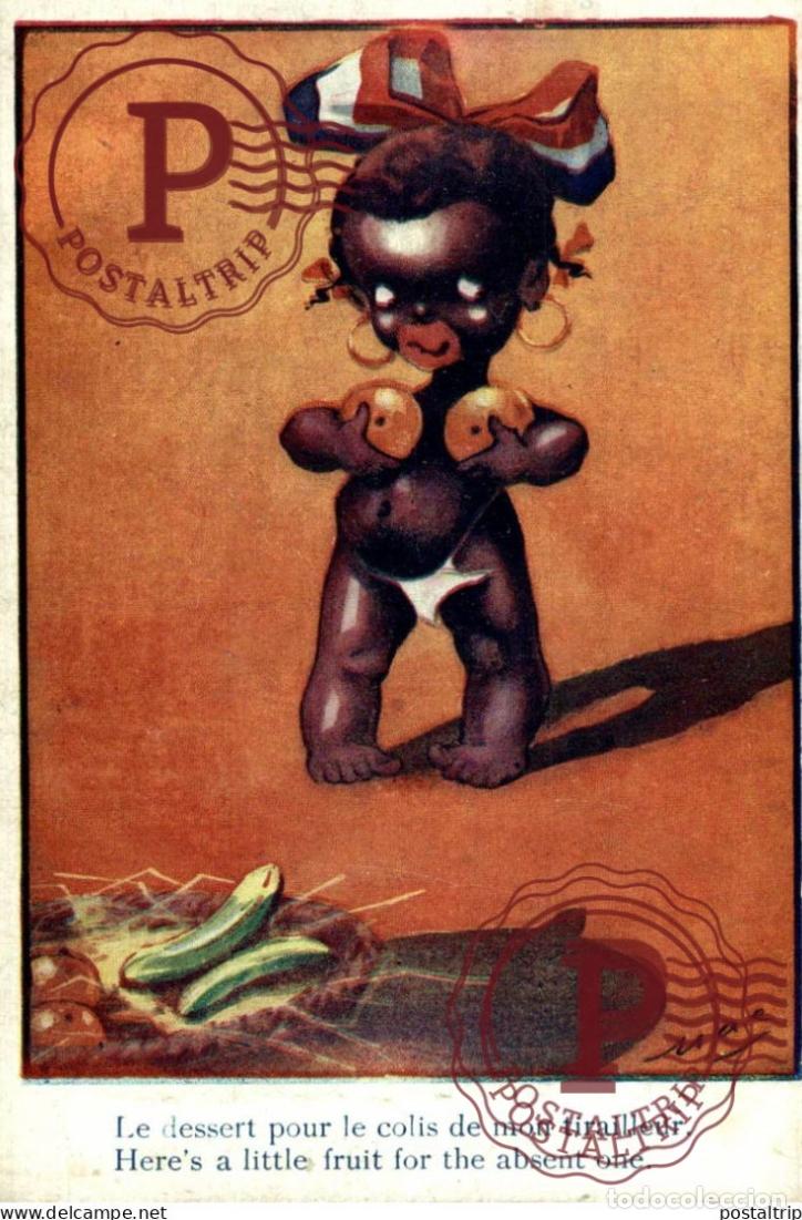 Postales: ILLUSTRATEURS propagandiste &agrave; l&eacute;gende illustr&eacute;e par Mac: Le Dessert pour le colis de mon afro amer