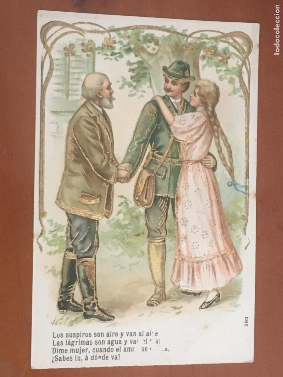 Postales: postal ilustrada modernista con relieve perfecto estado