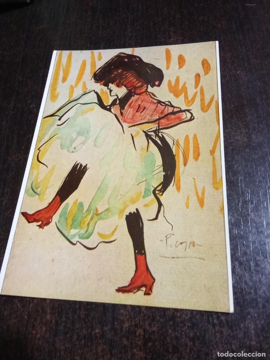 Postales: Postal con dibujo acuarelado de PIcasso.Bailarina Can-can.
