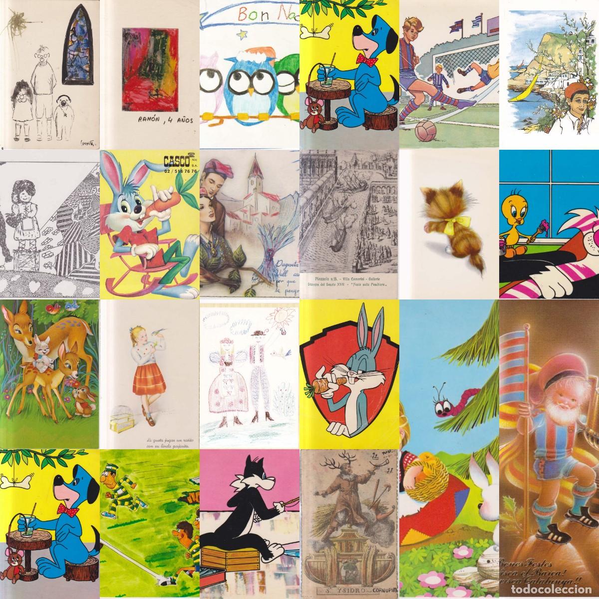 Postales: LOTE 20 POSTALES DE FELICITACI&Oacute;N CON DIBUJOS.