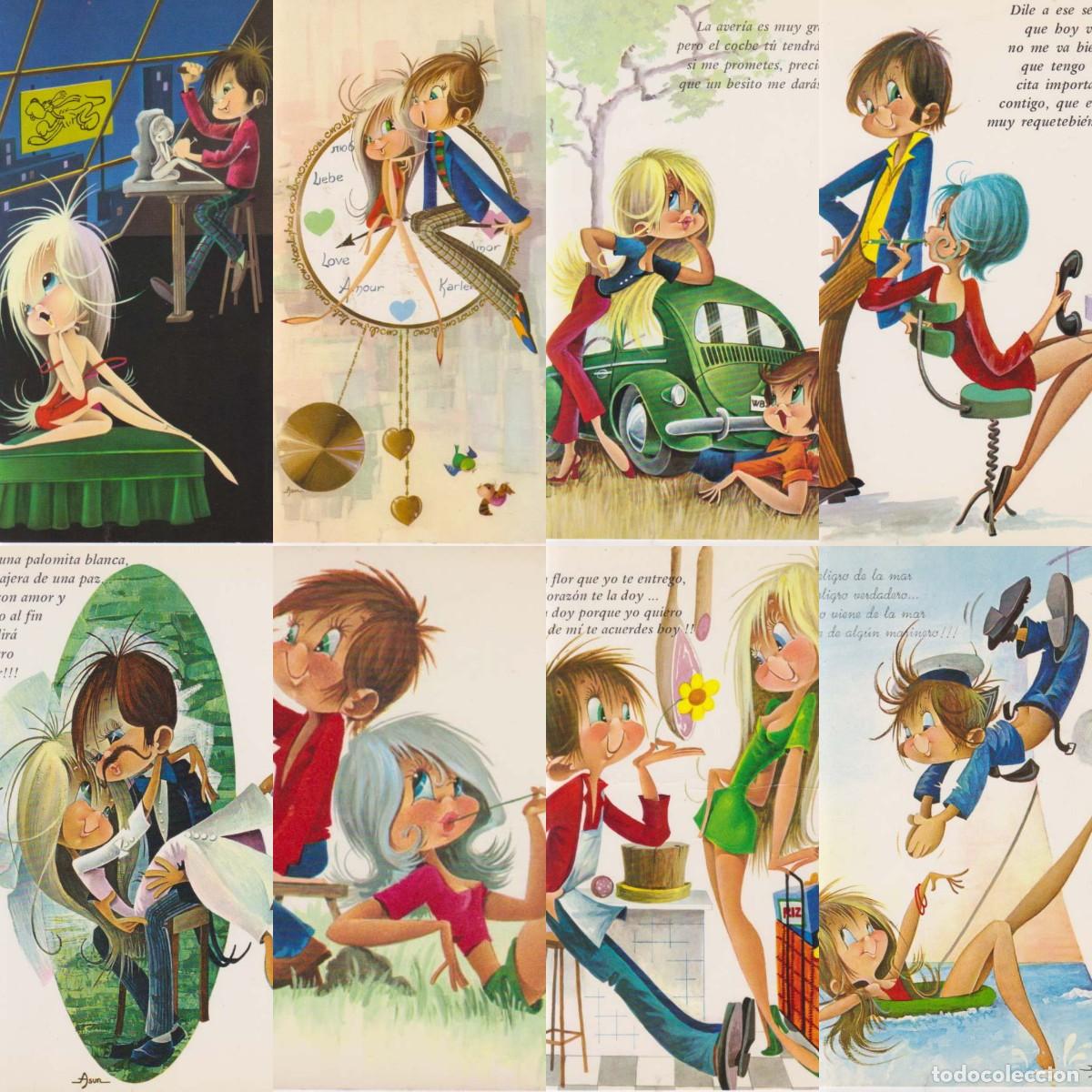 Postales: LOTE 8 POSTALES DE FELICITACION JUVENIL POR ASUN