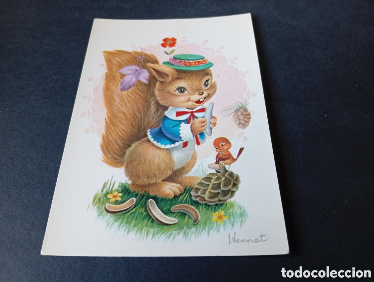 Postales: Postal dibujo ardilla Vernet