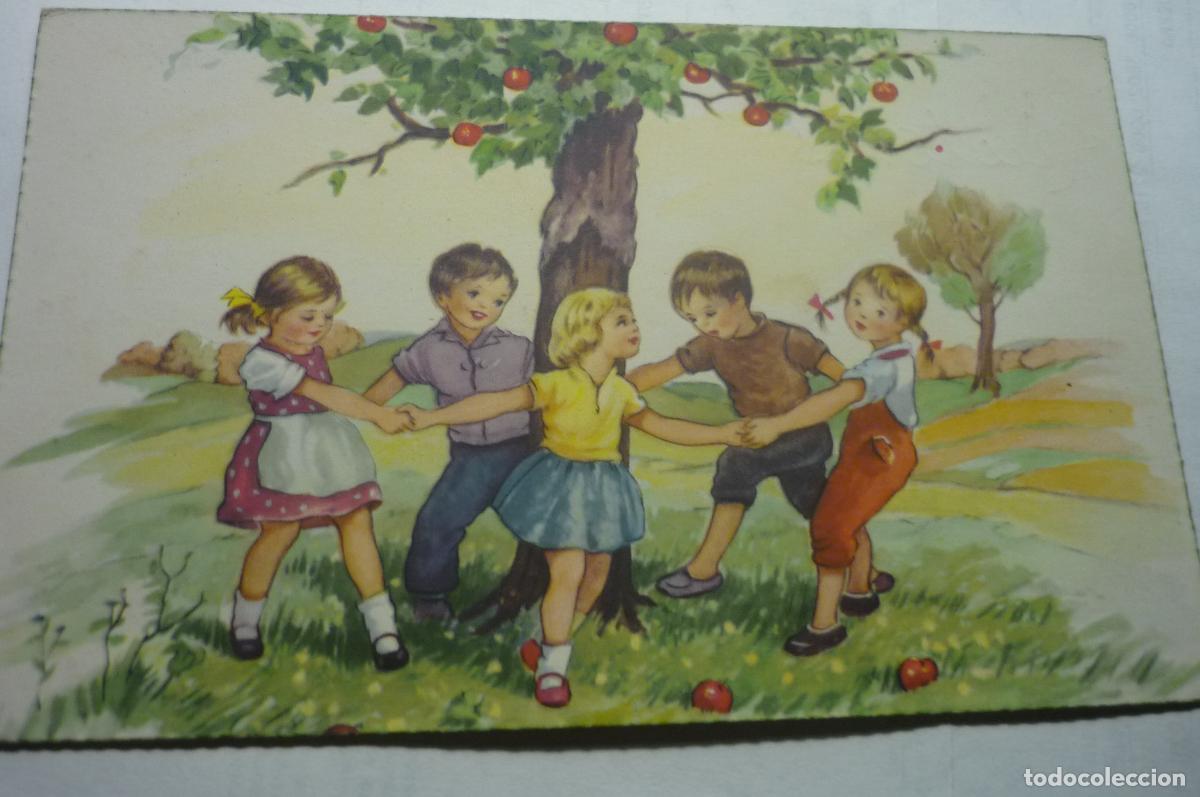 Postales: postal escita dibujo ni&ntilde;os jugando