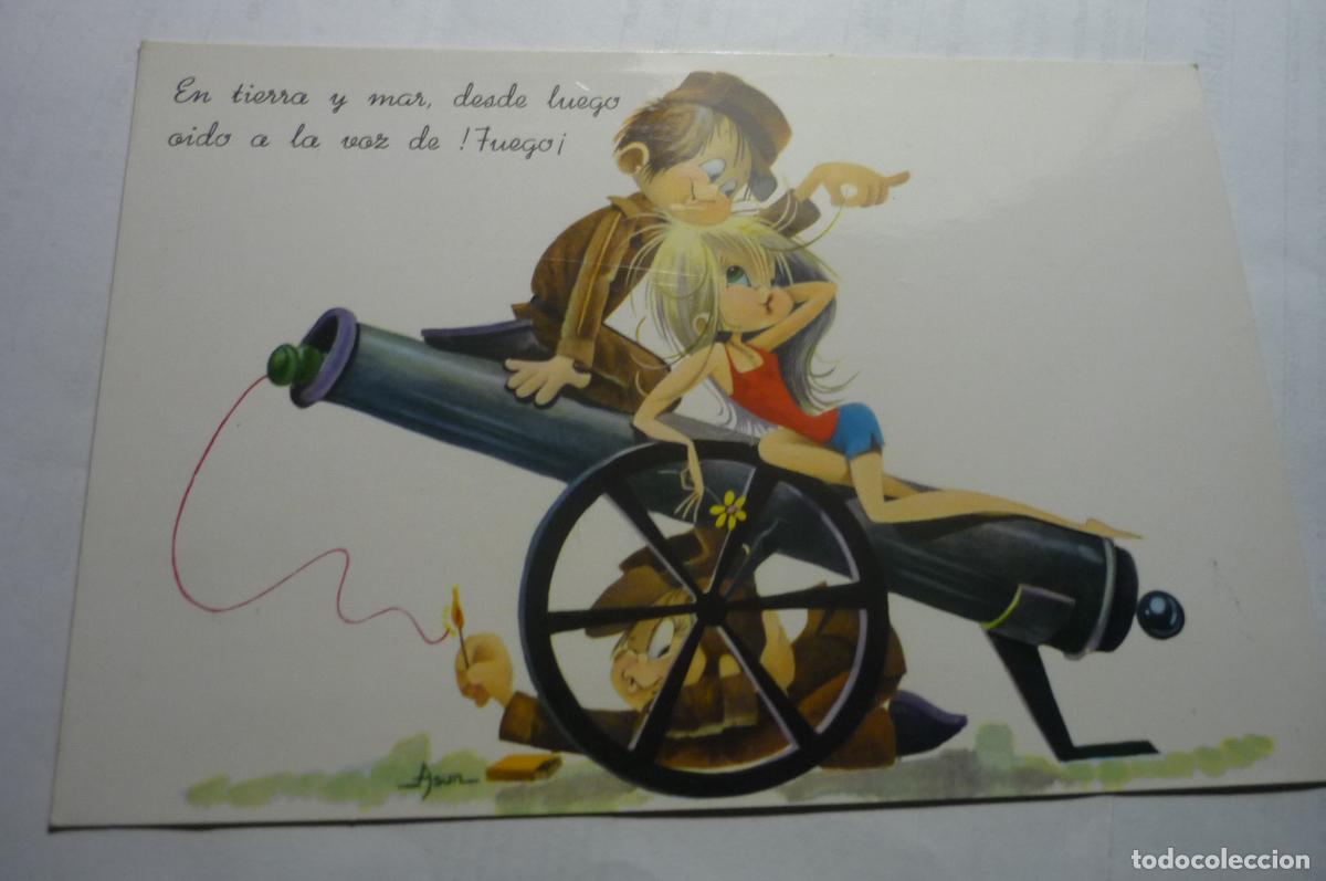 Postales: postal pareja militar dibujo asun escrita c y z 6828