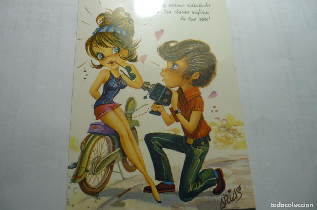 Postales: postal jovenes enamorados dibujo arias circulada c y z 7001