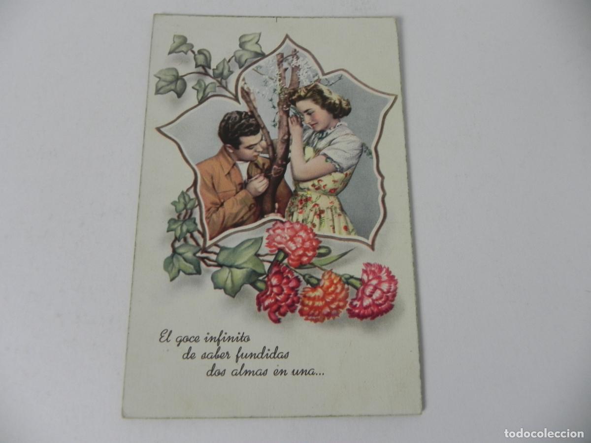 Postales: Antigua Postal Rom&aacute;ntica CyZ 578 - Pareja y Claveles - A&ntilde;o 1953 - Muy buen estado