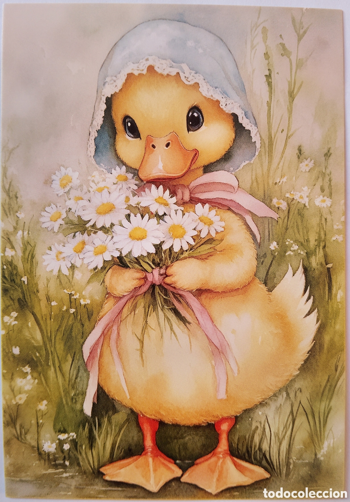 Postales: POSTAL - PATITA GORRO RAMO MARGARITAS