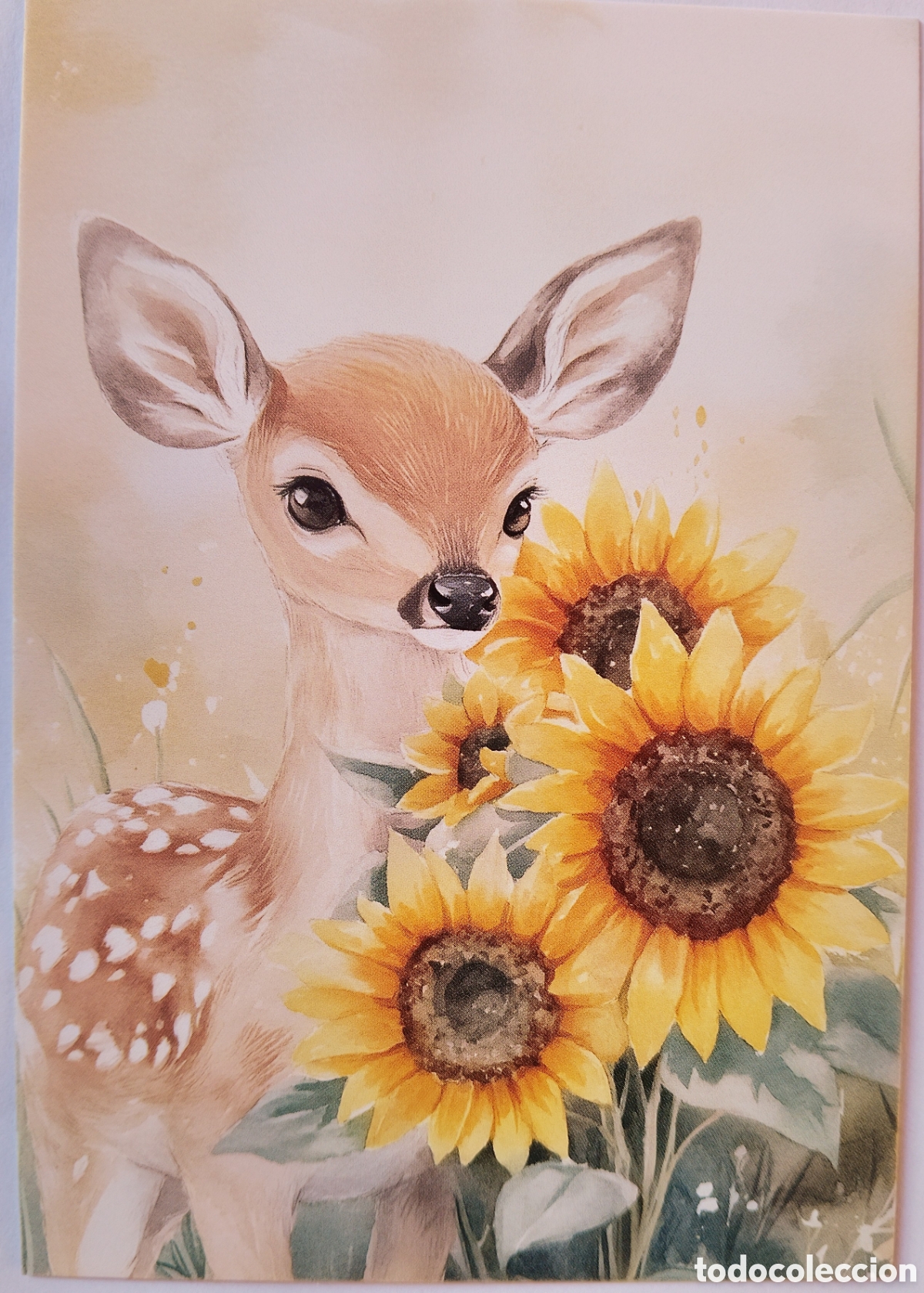 Postales: POSTAL - BAMBI CERVATILLO GIRASOLES