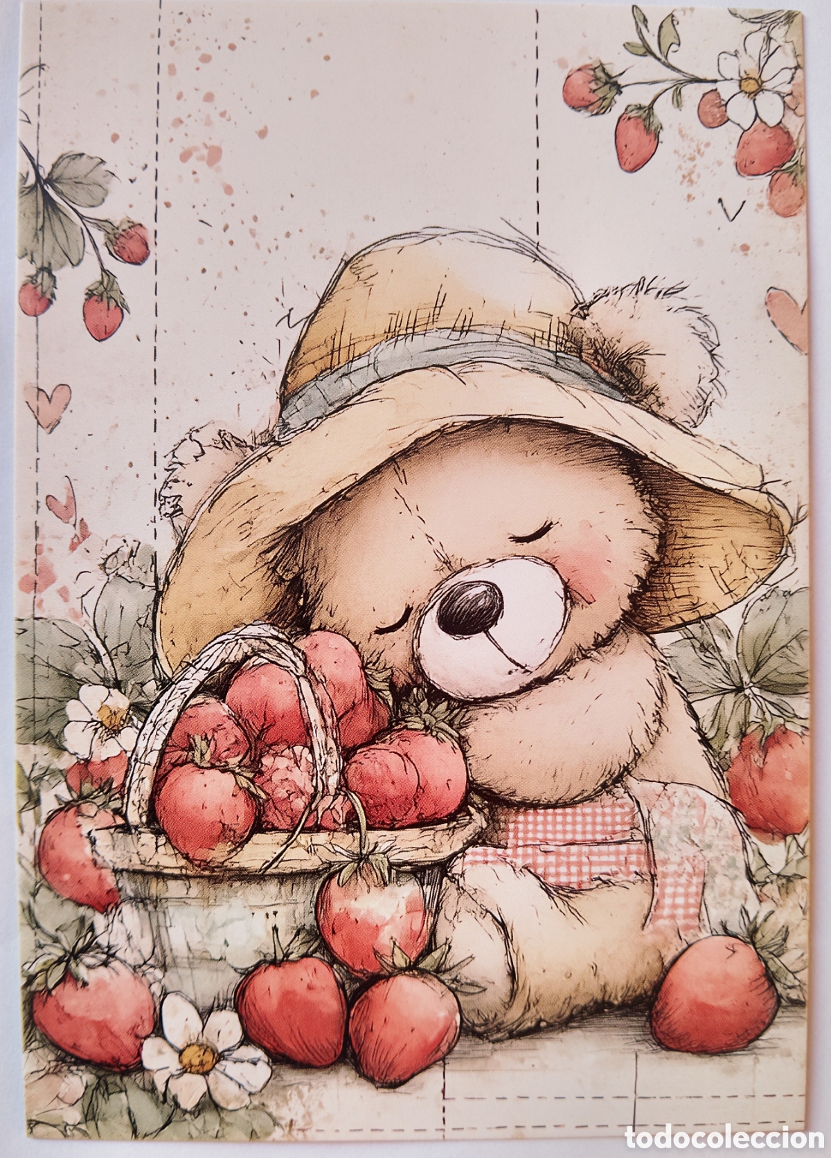 Postales: POSTAL - OSITO OSO CESTO FRESAS