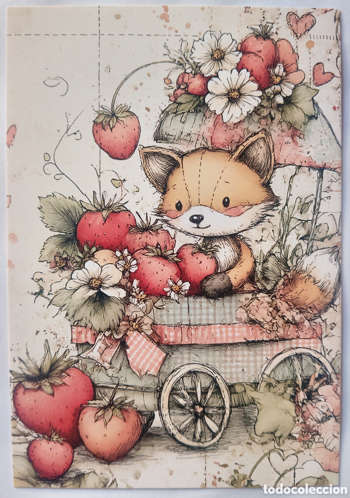 Postales: POSTAL - ZORRO COCHECITO FRESAS