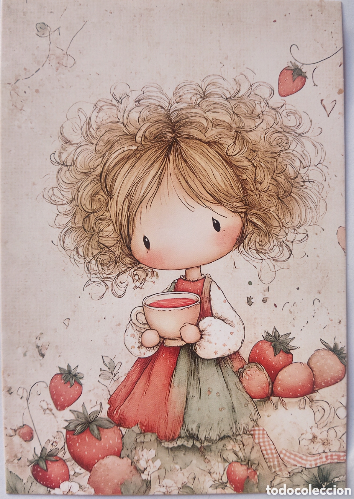 Postales: POSTAL - NI&Ntilde;A TAZA FRESAS