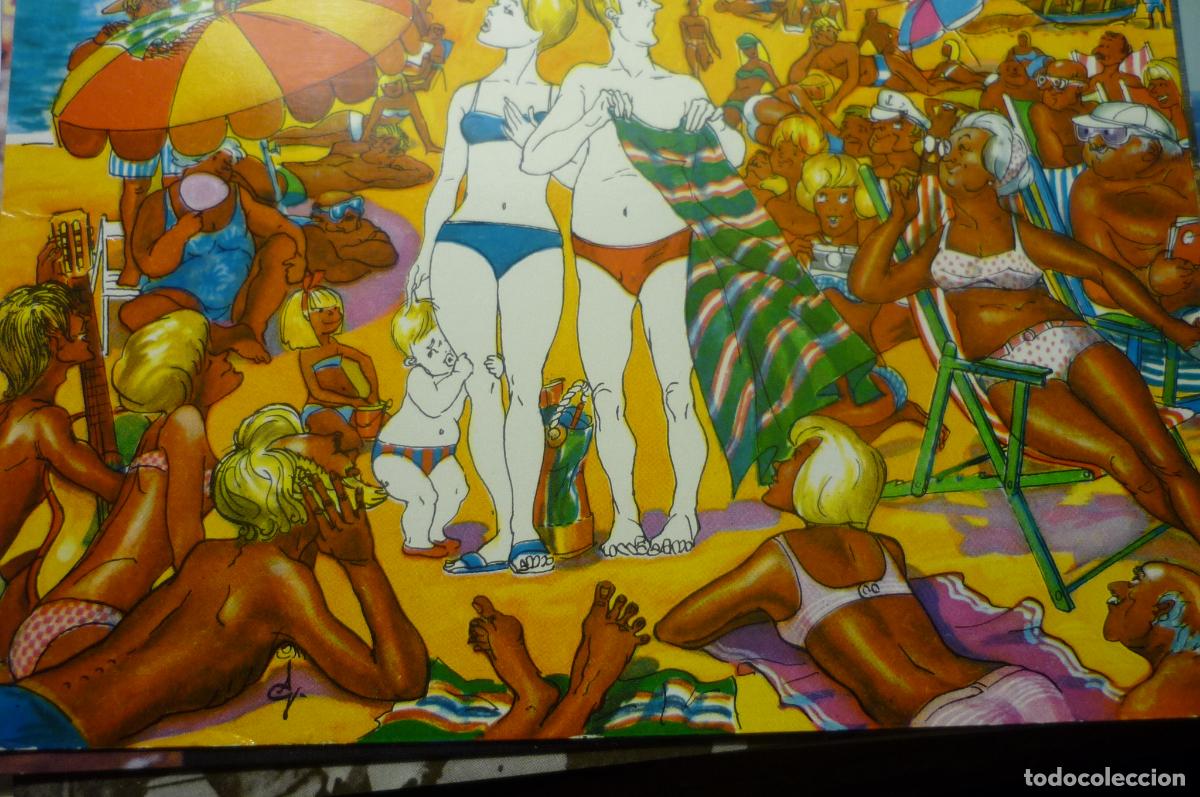 Postales: postal dibujo playa turistas -spanistyp circulada