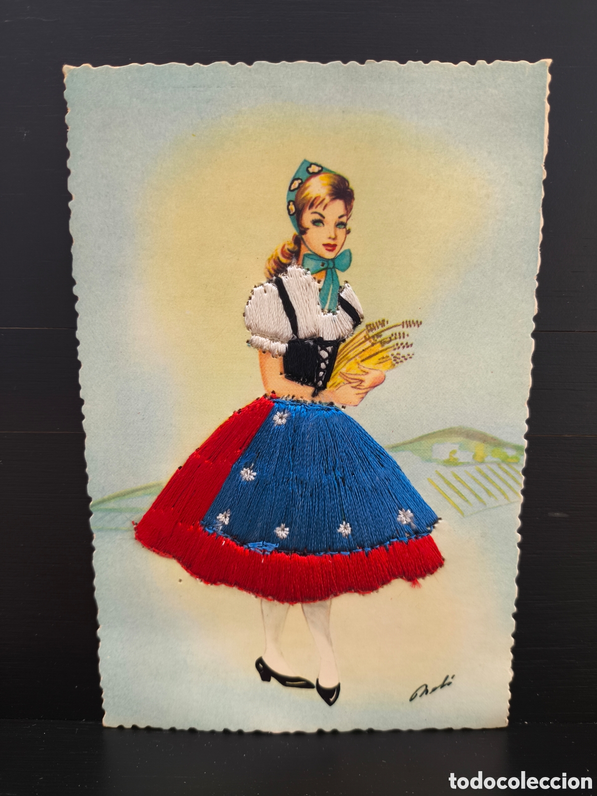 Postales: Antigua postal ilustrada relieve bordado Traje Regional Franche-Comt&eacute; Franco Condado Francia il Nol&iacute;