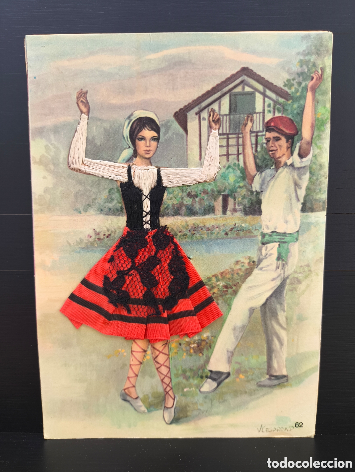 Postales: Antigua postal ilustrada relieve bordado folclore baile Traje Tradicional Vasco il. V. Cegarra n. 62