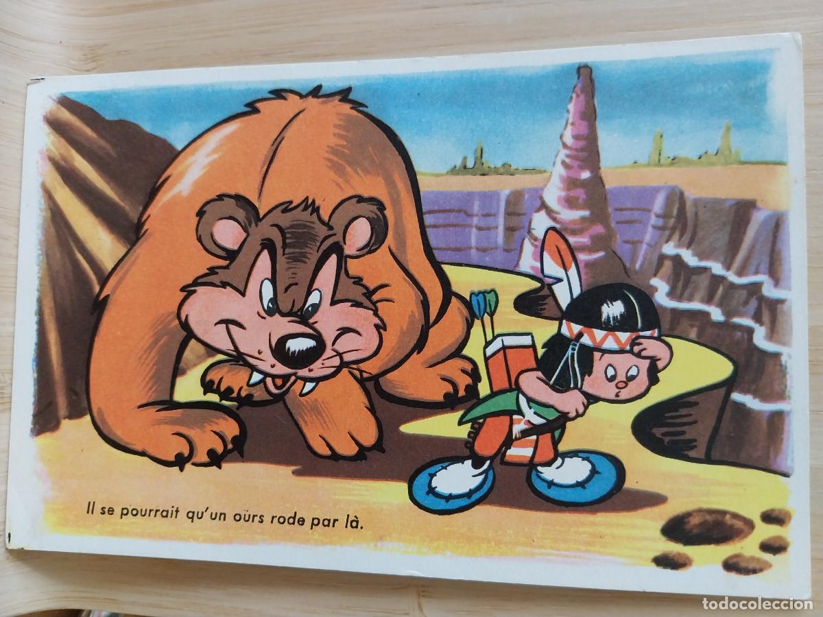 Postales: NI&Ntilde;O INDIO CON OSO DISNEY ED PHOTOCHROM 384 ESCRITA ORIGINAL ILUSTRACION PRECIOSA