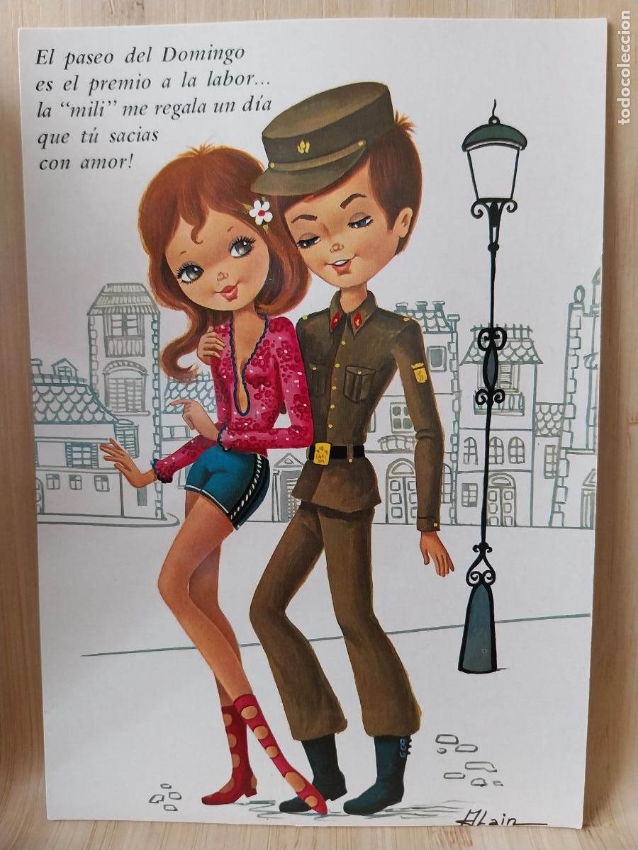 Postales: MILI RECLUTA CON NOVIA ILUSTRACION ALAIN ED CYZ SC ORIGINAL