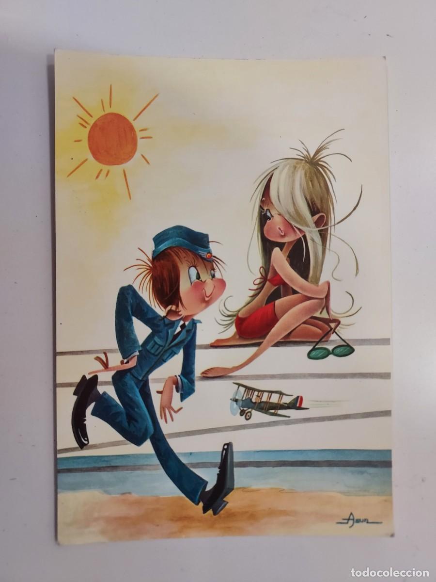 Postales: POSTAL ILUSTRADOR ASUN. CHICA Y AVIADOR. ESCRITA. 1970. CYZ