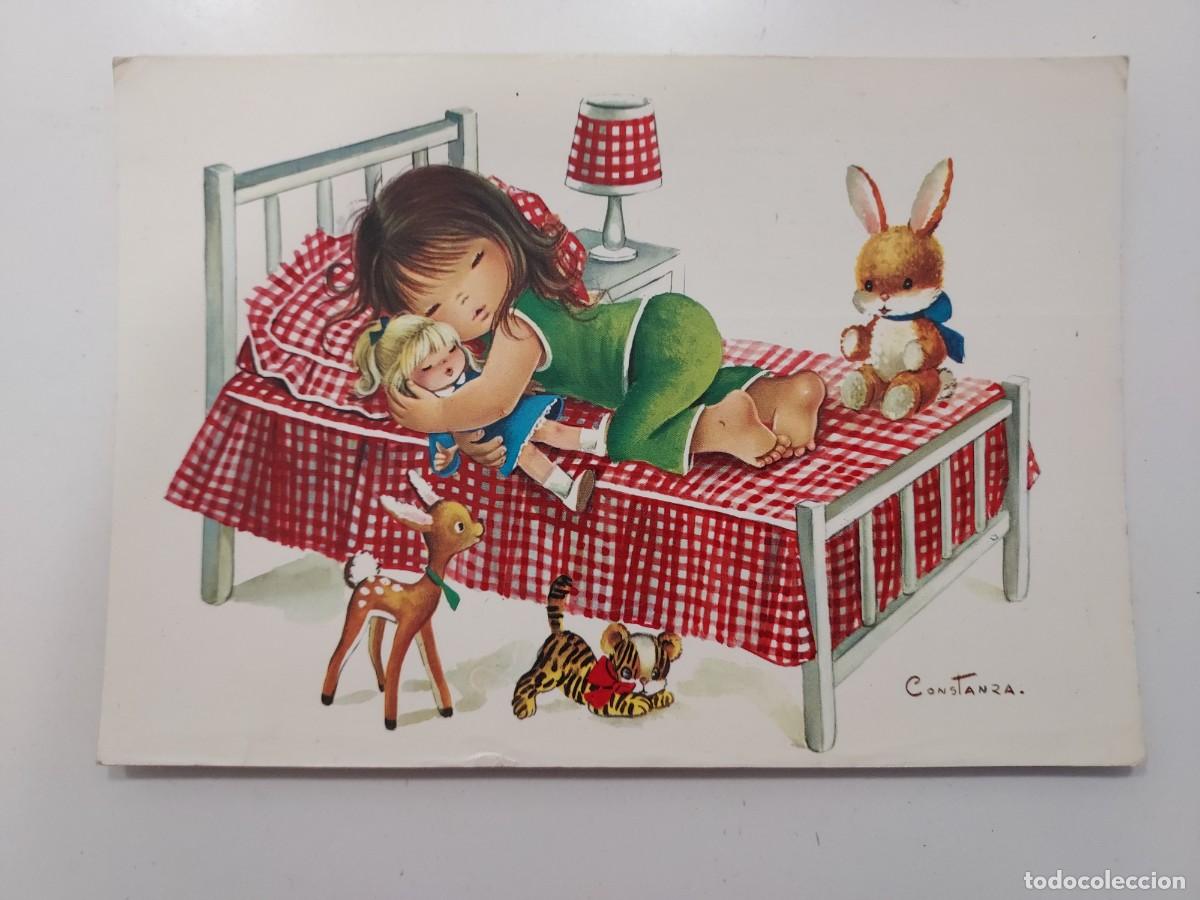 Postales: POSTAL ILUSTRADOR CONSTANZA. NI&Ntilde;A DURMIENDO CON MU&Ntilde;ECA. CIRCULADA. 1972. CYZ