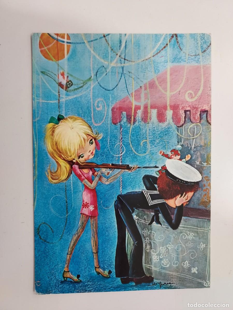 Postales: POSTAL ILUSTRADOR M GLORIA. SOLDADO MARINERO Y CHICA ESCOPETA BARRACA FERIA. ESCRITA. 1969. CYZ