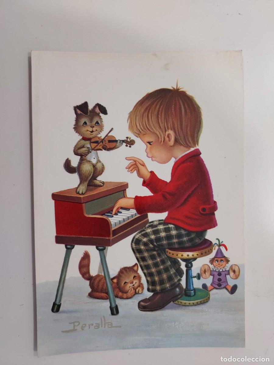 Postales: POSTAL ILUSTRADOR PERALTA. NI&Ntilde;O TOCANDO EL PIANO PIANISTA . ESCRITA. 1973. CYZ