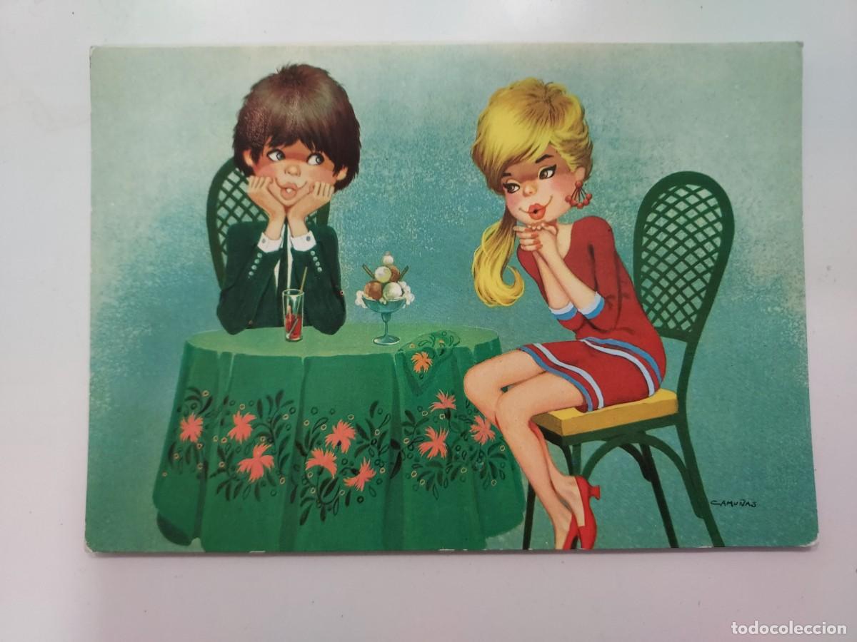 Postales: POSTAL ILUSTRADOR CAMU&Ntilde;AS. PAREJA ENAMORADOS PENSATIVOS EN BAR. SIN CIRCULAR. 1967. EUROCROMO