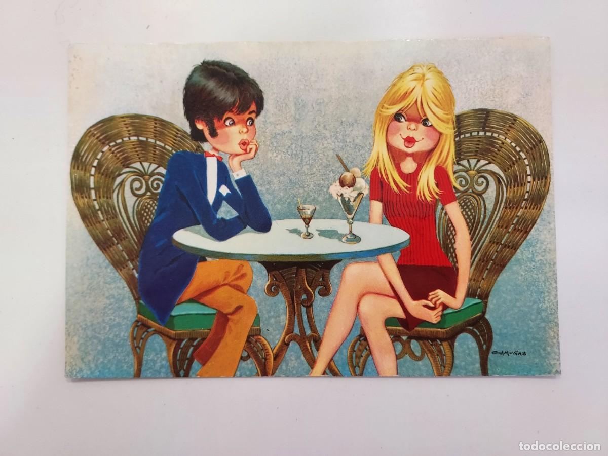 Postales: POSTAL ILUSTRADOR CAMU&Ntilde;AS. PAREJA ENAMORADOS PENSATIVOS EN BAR. SIN CIRCULAR. 1967. EUROCROMO
