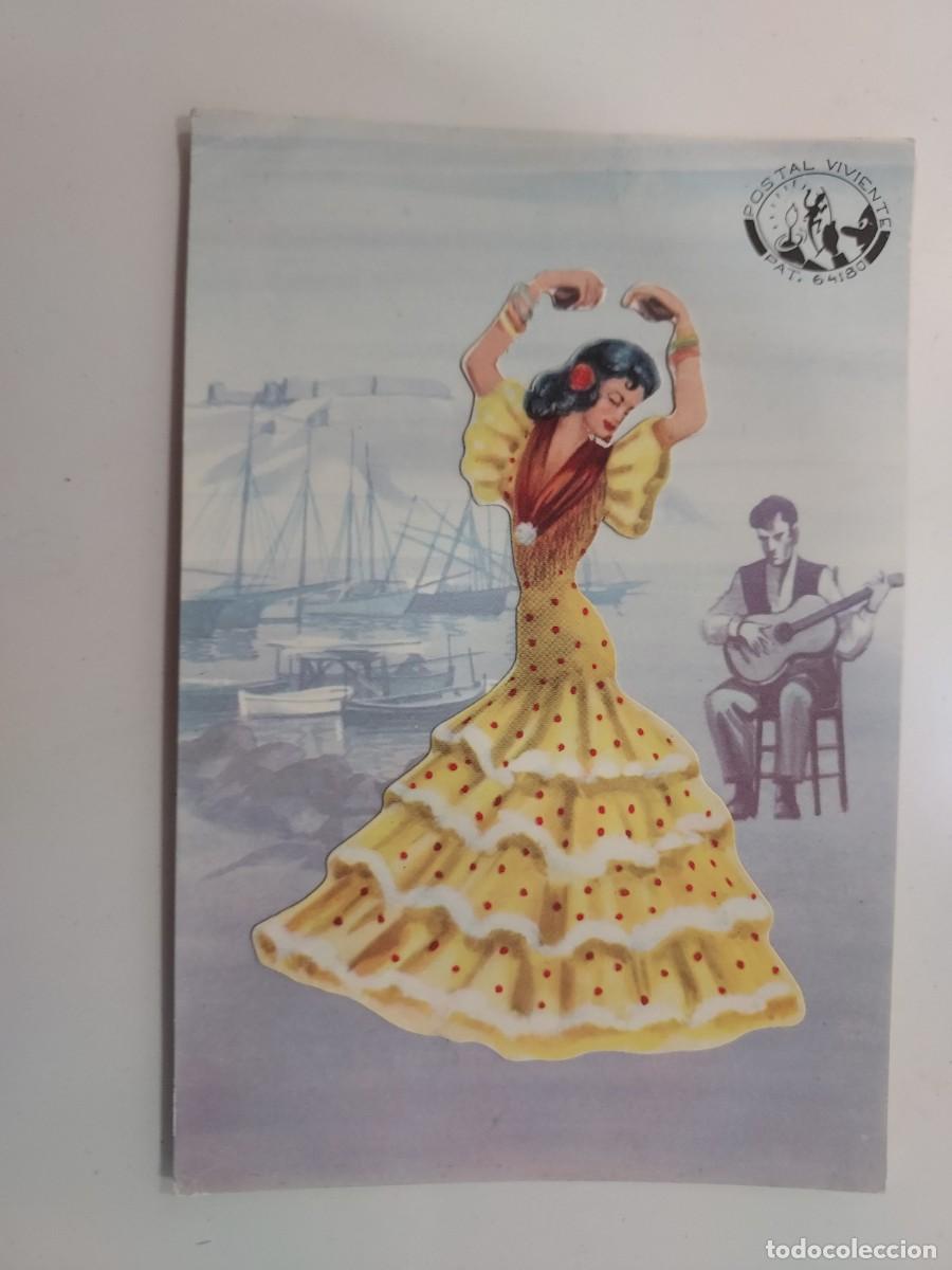Postales: POSTAL VIVIENTE BAILA MOVIENDO UNA LUZ. MALAGUE&Ntilde;A, MALAGA. SIN CIRCULAR. 1959