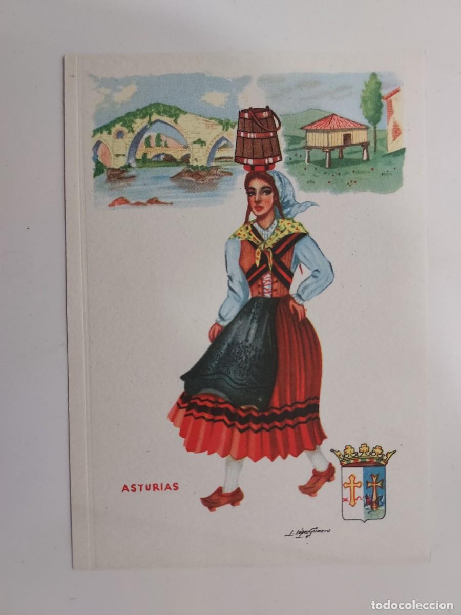 Postales: POSTAL ILUSTRADOR GISMERO. ASTURIAS TRAJE REGIONAL. SIN CIRCULAR. BEA ESPERON ZUGEL. 1940 1950
