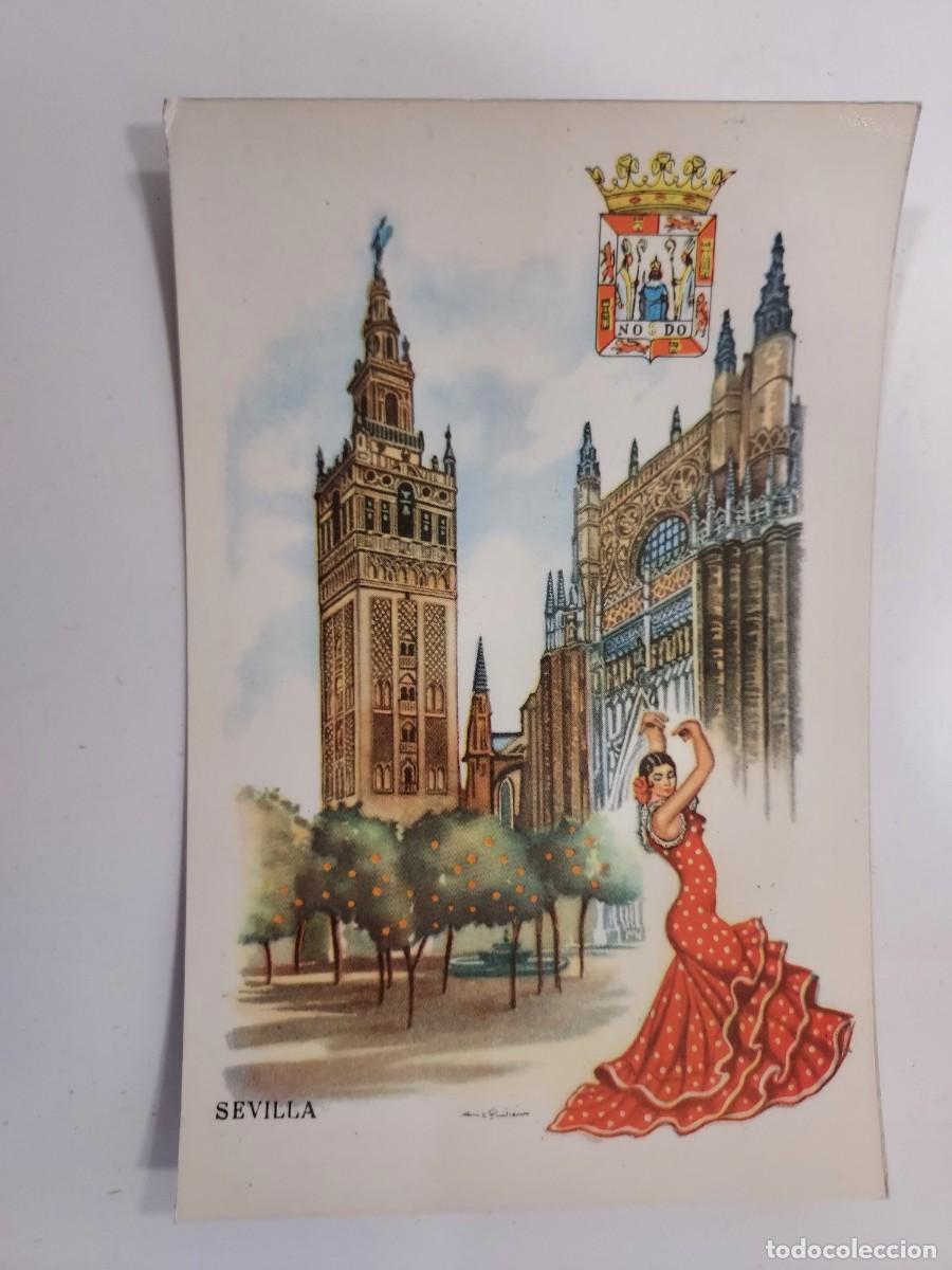 Postales: POSTAL ILUSTRADA. ANDALUCIA SEVILLA FLAMENCA REGIONAL GIRALDA. SIN CIRCULAR. ESTAMPA EN BLANCO
