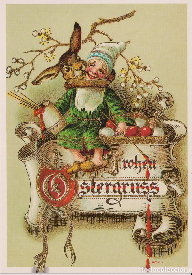 Postales: ANTIGUA POSTAL FELICES PASCUAS - ADMOS VERLAG LEIPZIG - REPRODUCCI&Oacute;N