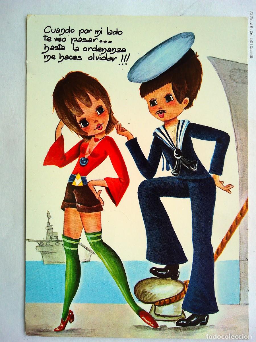 Postales: PRECIOSA POSTAL CON BONITO DIBUJO DE PAREJA DE MARINERO Y CHICA . A&Ntilde;OS 70