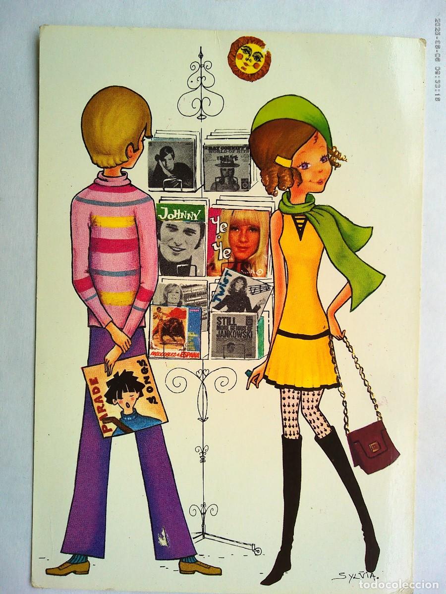 Postais: BONITA POSTAL CON DIBUJO DE PAREJA , A&Ntilde;OS 70