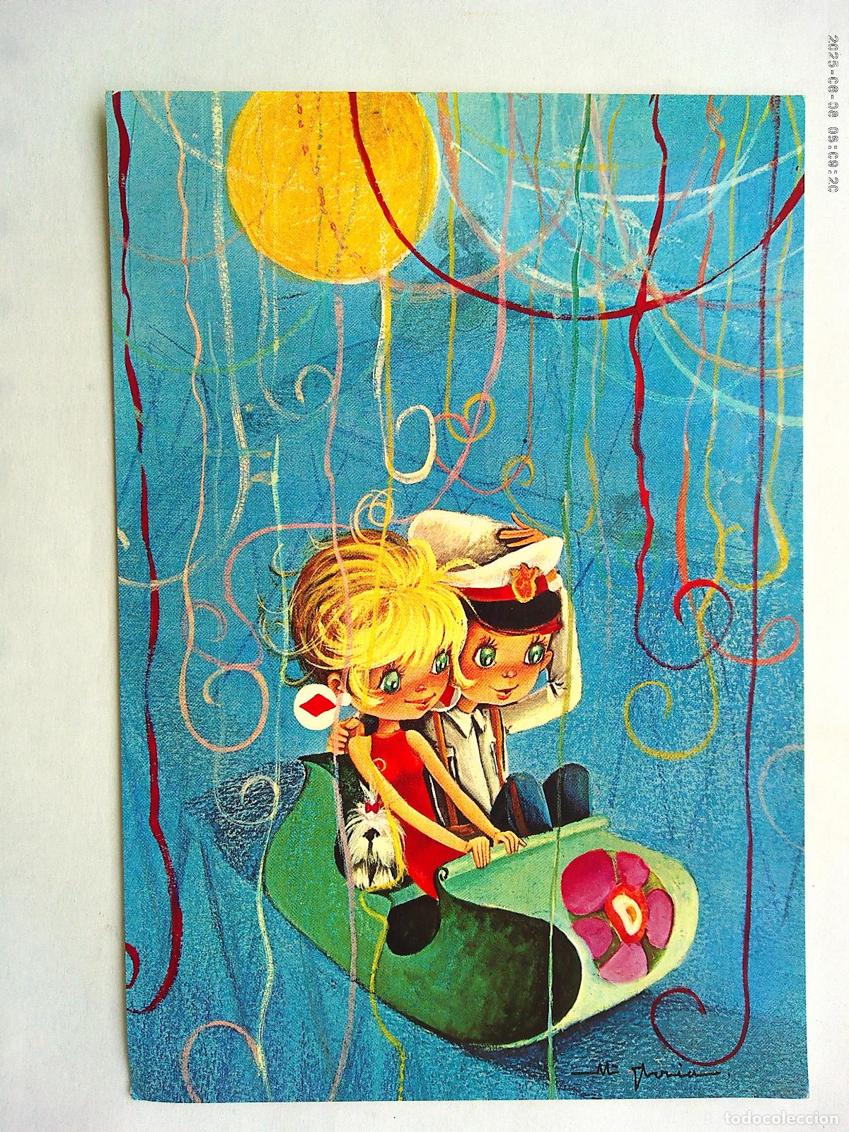 Cartes Postales: BONITA POSTAL CON DIBUJO DE PAREJA : CHICA Y MILITAR DE INFANTERIA DE MARINA . A&Ntilde;OS 70