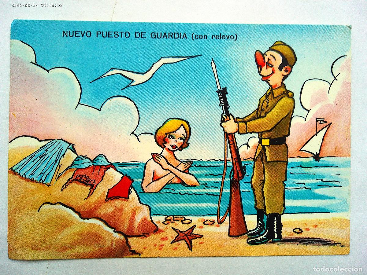 Postales: POSTAL HUMORISTICA CON DIBUJO DE MILITAR Y CHICA . A&Ntilde;OS 70