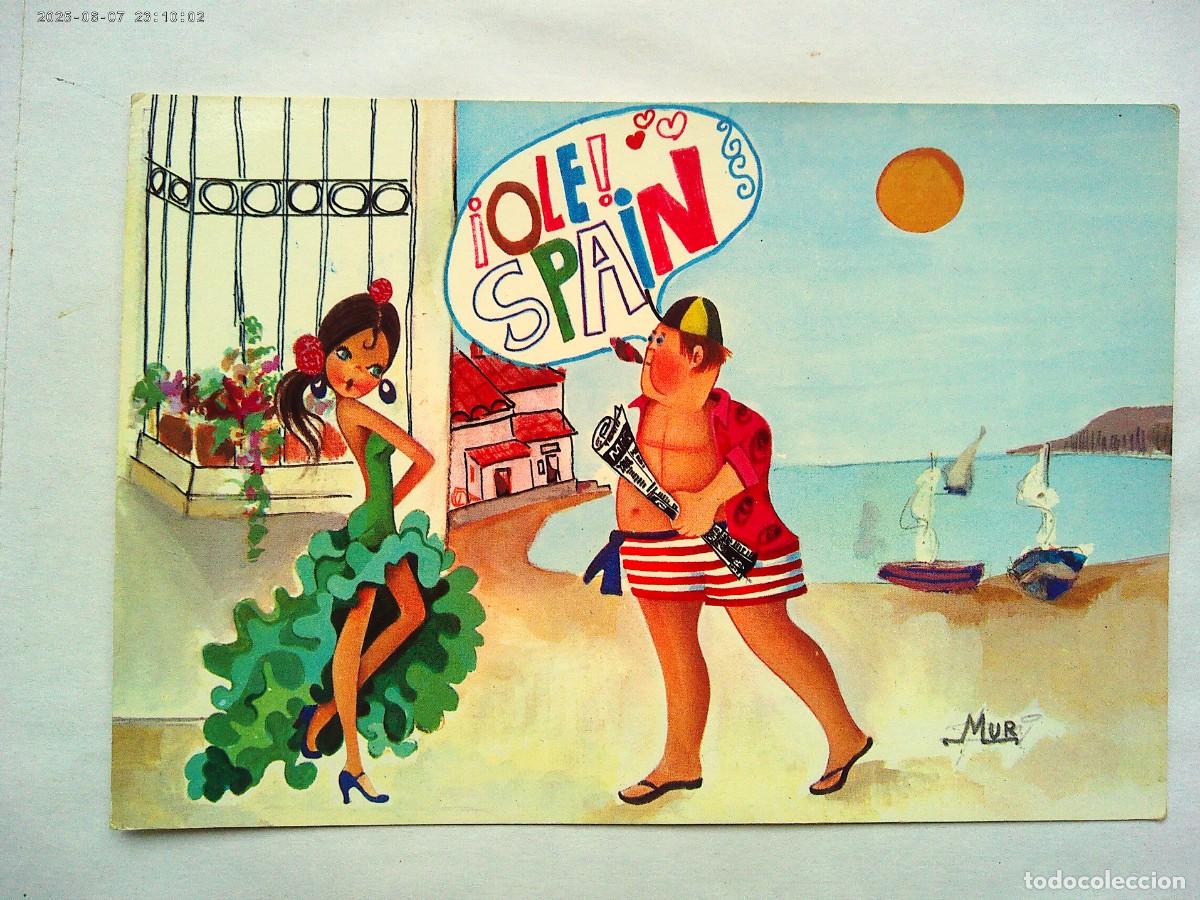 Postales: POSTAL HUMORISTICA CON DIBUJO DE GITANA FLAMENCA Y TURISTA . A&Ntilde;OS 70
