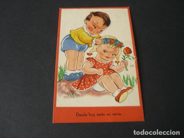 Postais: POSTAL NI&Ntilde;OS CON FLORES J.B. ILUSTRADOR