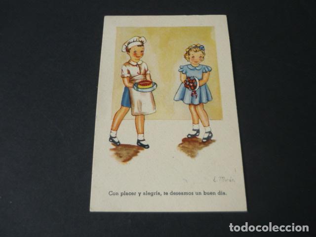 Cartoline: POSTAL NI&Ntilde;OS CON TARTA ILUSTRADOR