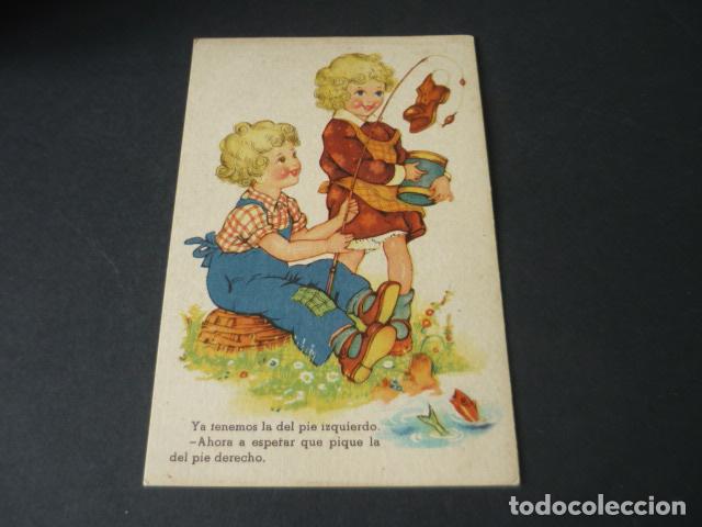 Cartoline: POSTAL NI&Ntilde;OS PESCANDO ILUSTRADOR