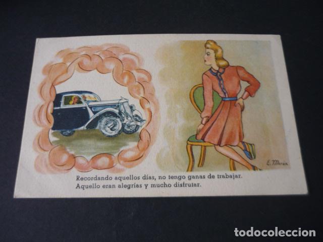 Cartoline: POSTAL MUJER Y AUTOMOVIL ILUSTRADOR