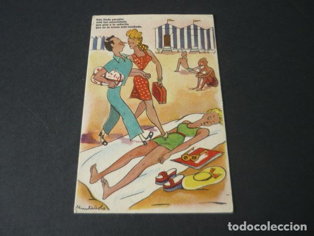 Cartoline: POSTAL PAREJA EN LA PLAYA ILUSTRADOR