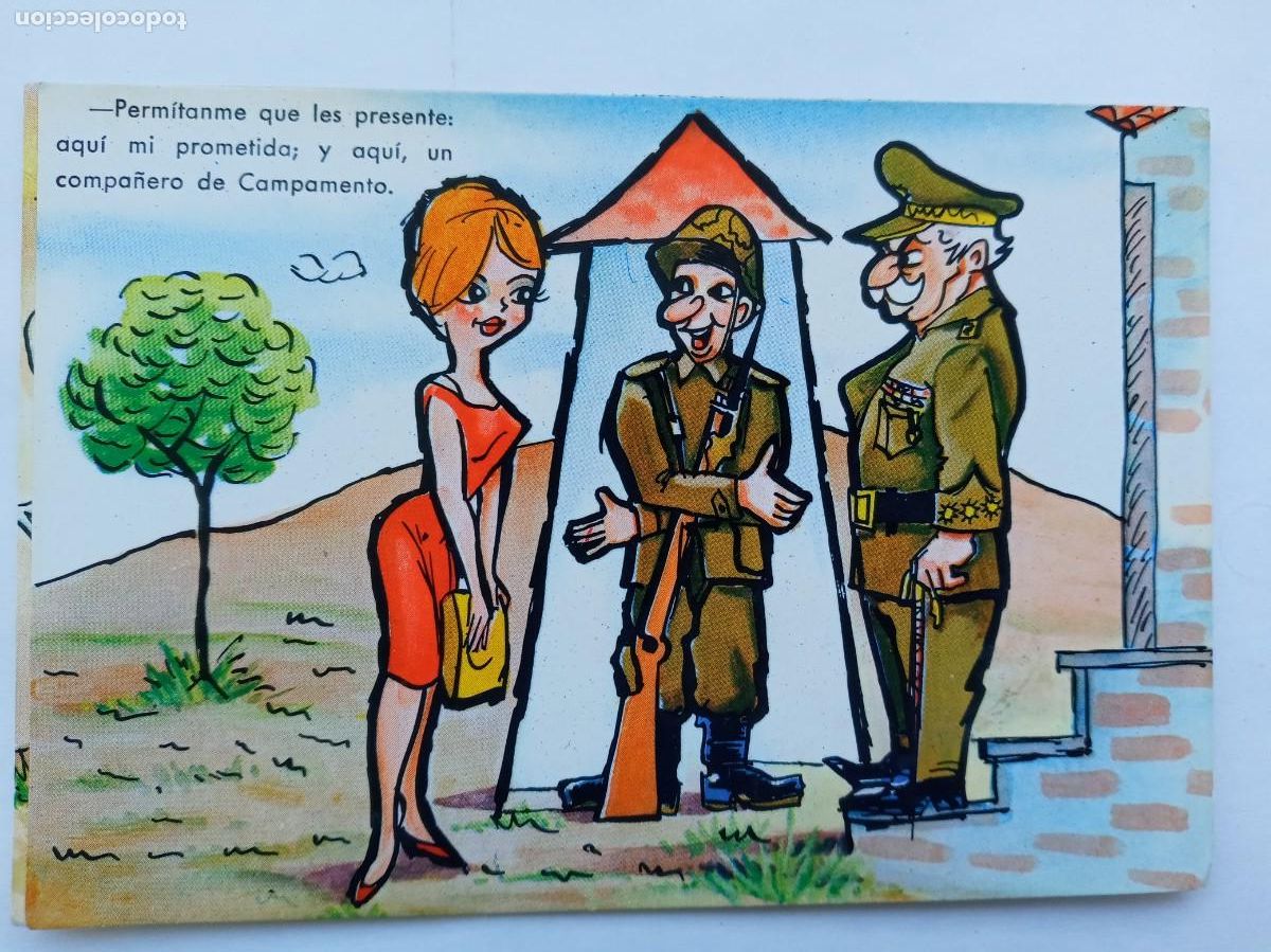 Cartes Postales: POSTAL HUMORISTICA CON DIBUJO DE MILITARES Y CHICA . A&Ntilde;OS 70