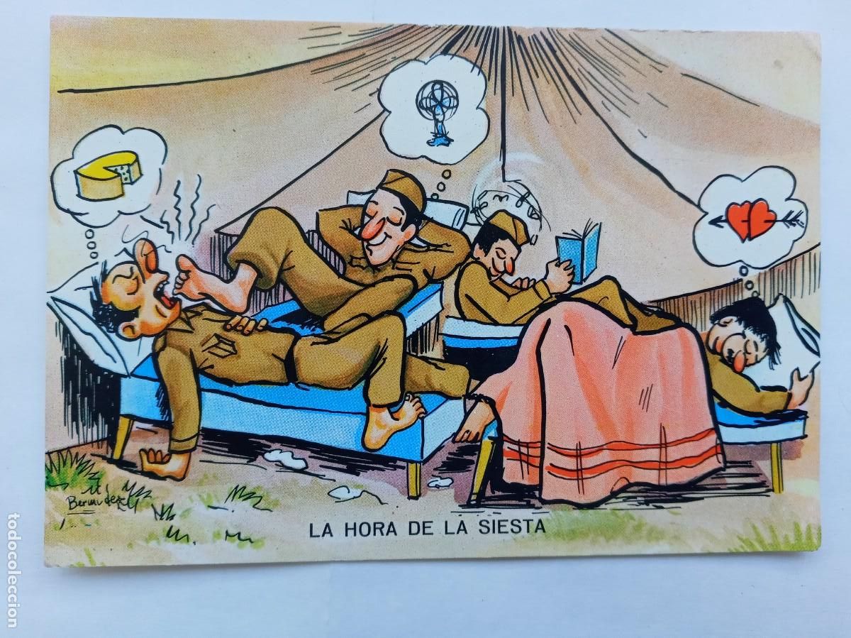 Cartes Postales: POSTAL HUMORISTICA CON DIBUJO DE MILITARES EN EL CAMPAMENTO . A&Ntilde;OS 70