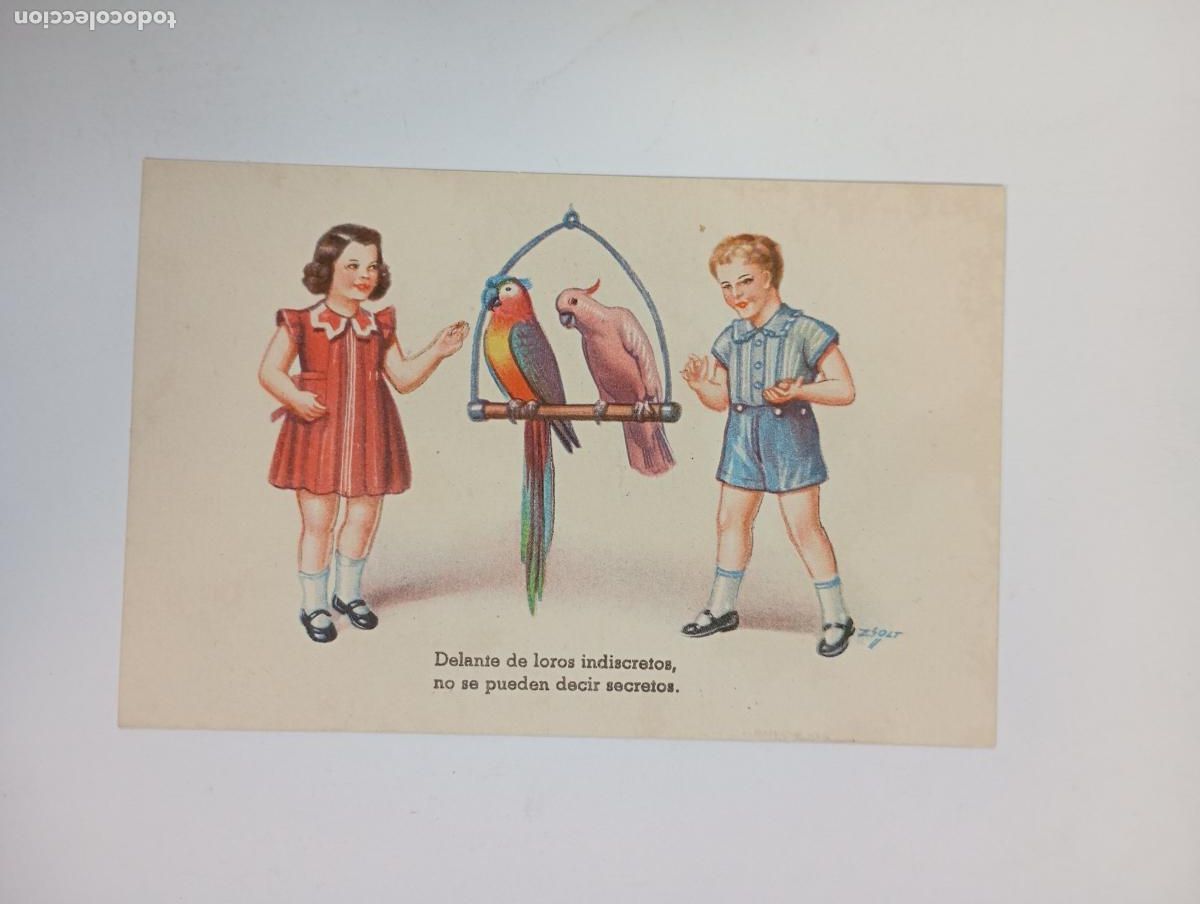 Postales: POSTAL CARICATURA NI&Ntilde;OS LOROS. TDKP29B