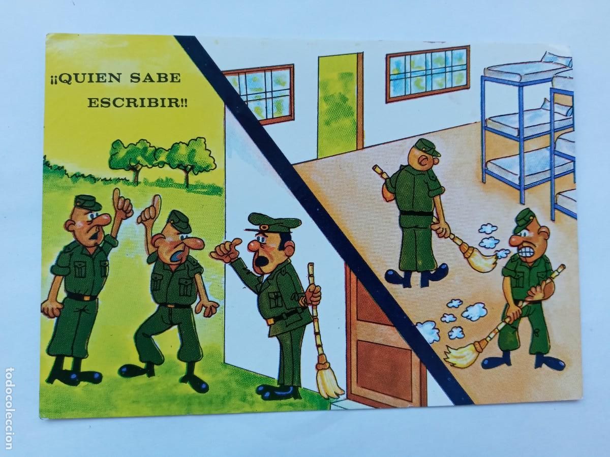 Cartes Postales: POSTAL HUMORISTICA CON DIBUJO DE MILITARES EN EL CUARTEL , A&Ntilde;OS 70