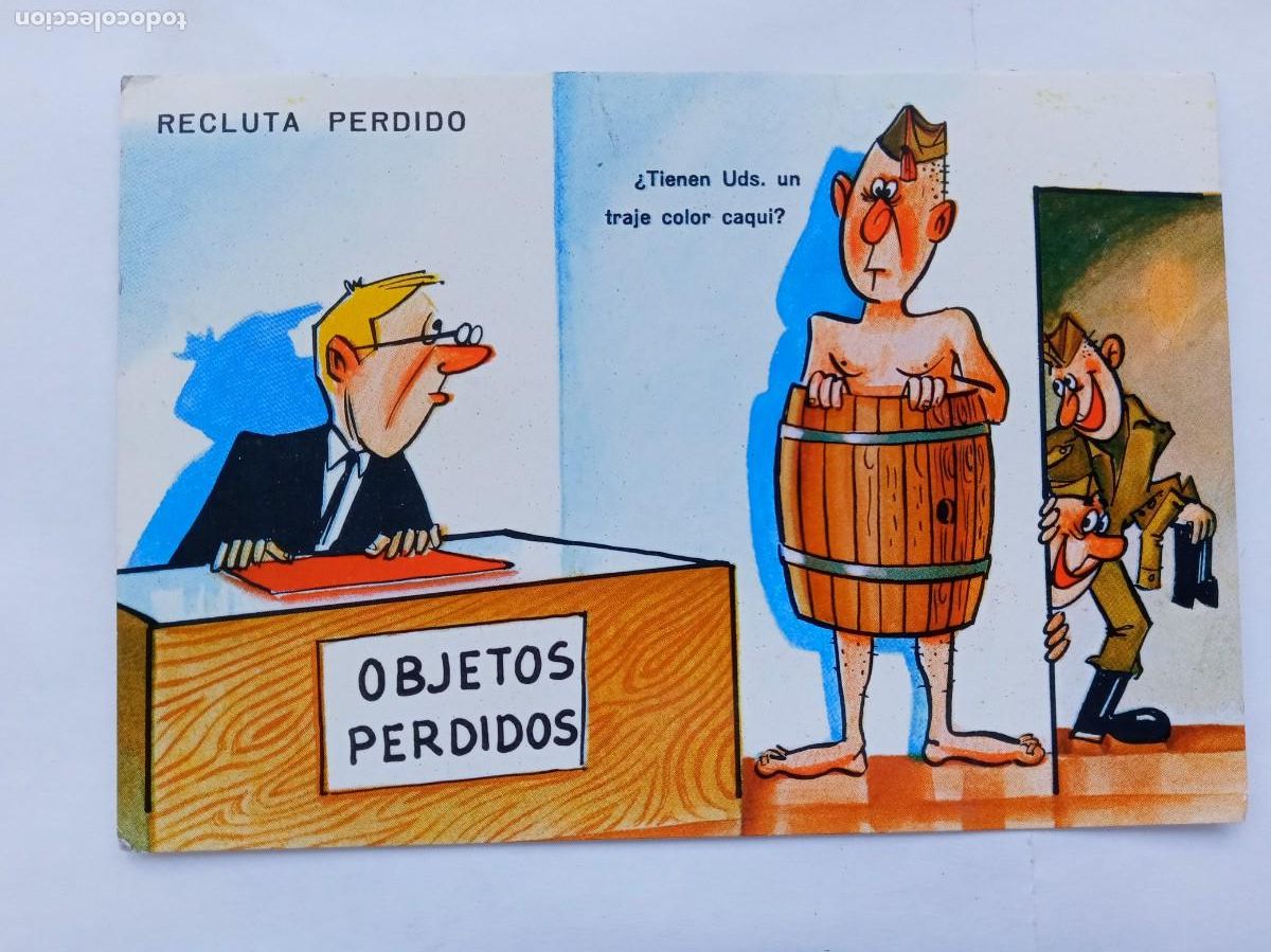 Cartes Postales: POSTAL HUMORISTICA CON DIBUJO DE MILITARES EN EL CUERTEL . A&Ntilde;OS 70