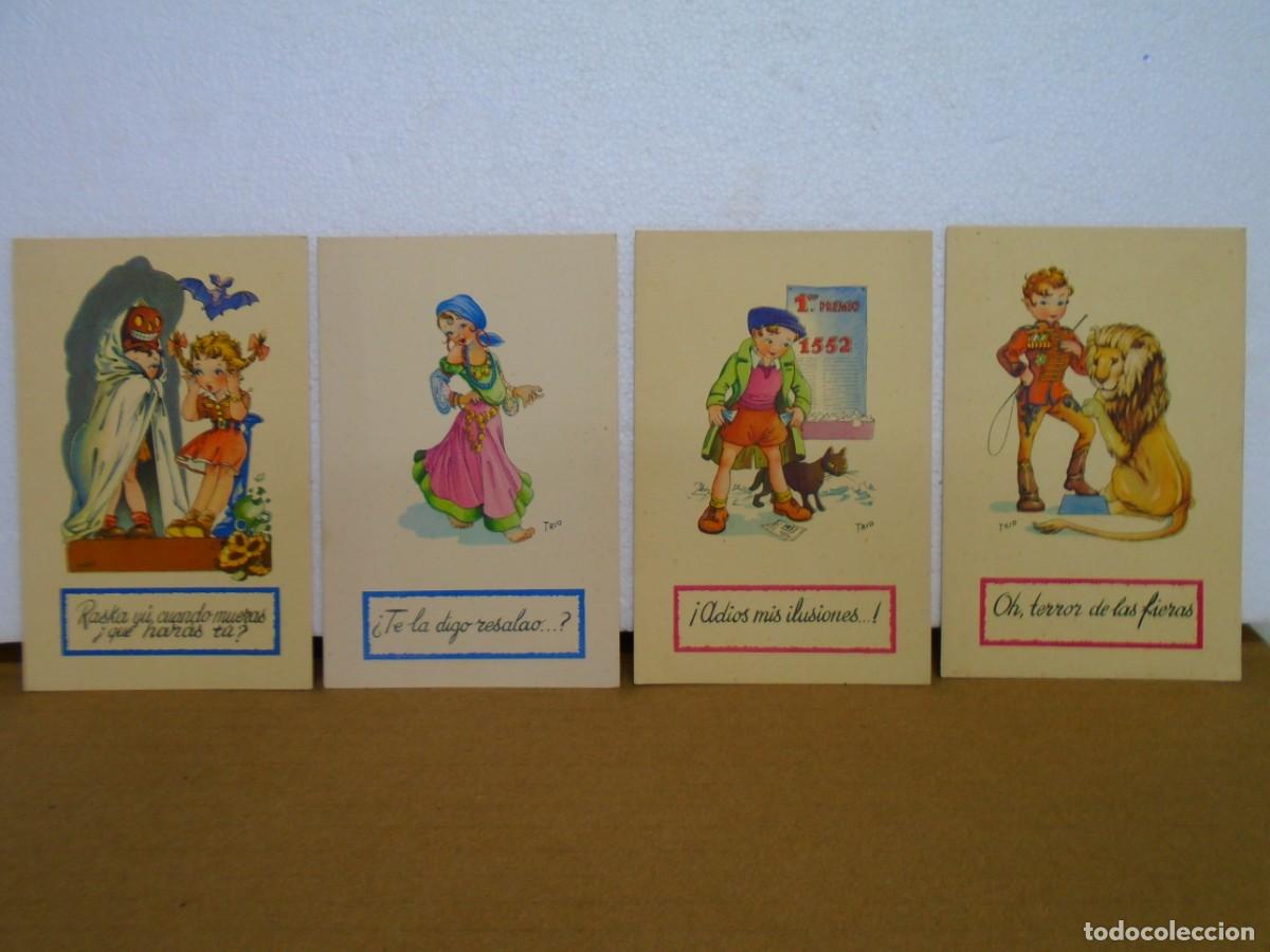 Postales: LOTE DE 4 POSTALES ILUSTRADAS,EDICIONES TRIO,SERIE 32, MEDIADOS DEL XX.